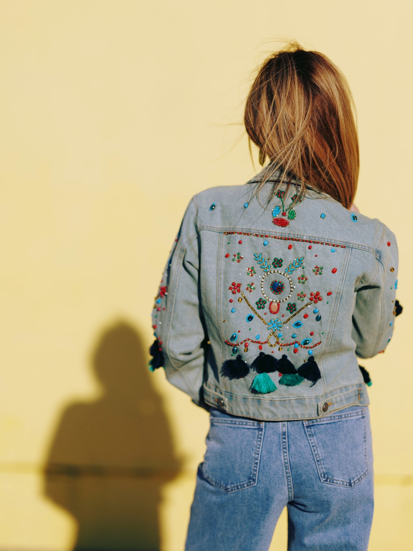 Jeansjas bohemian Kobalt