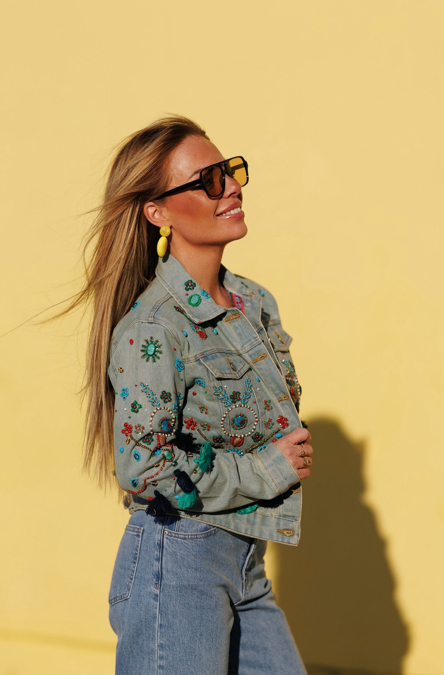 Jeansjas bohemian Kobalt
