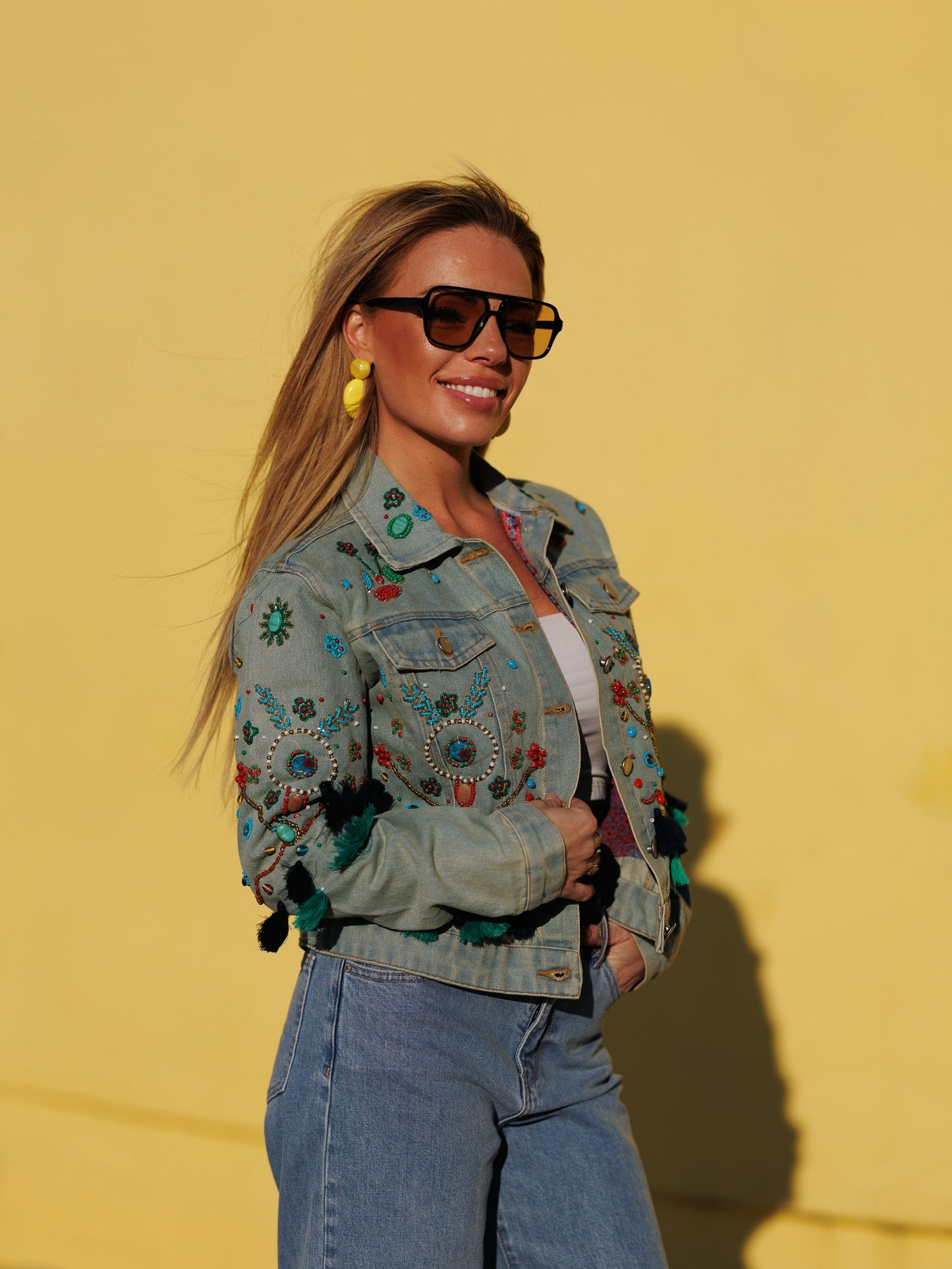 Jeansjas bohemian Kobalt