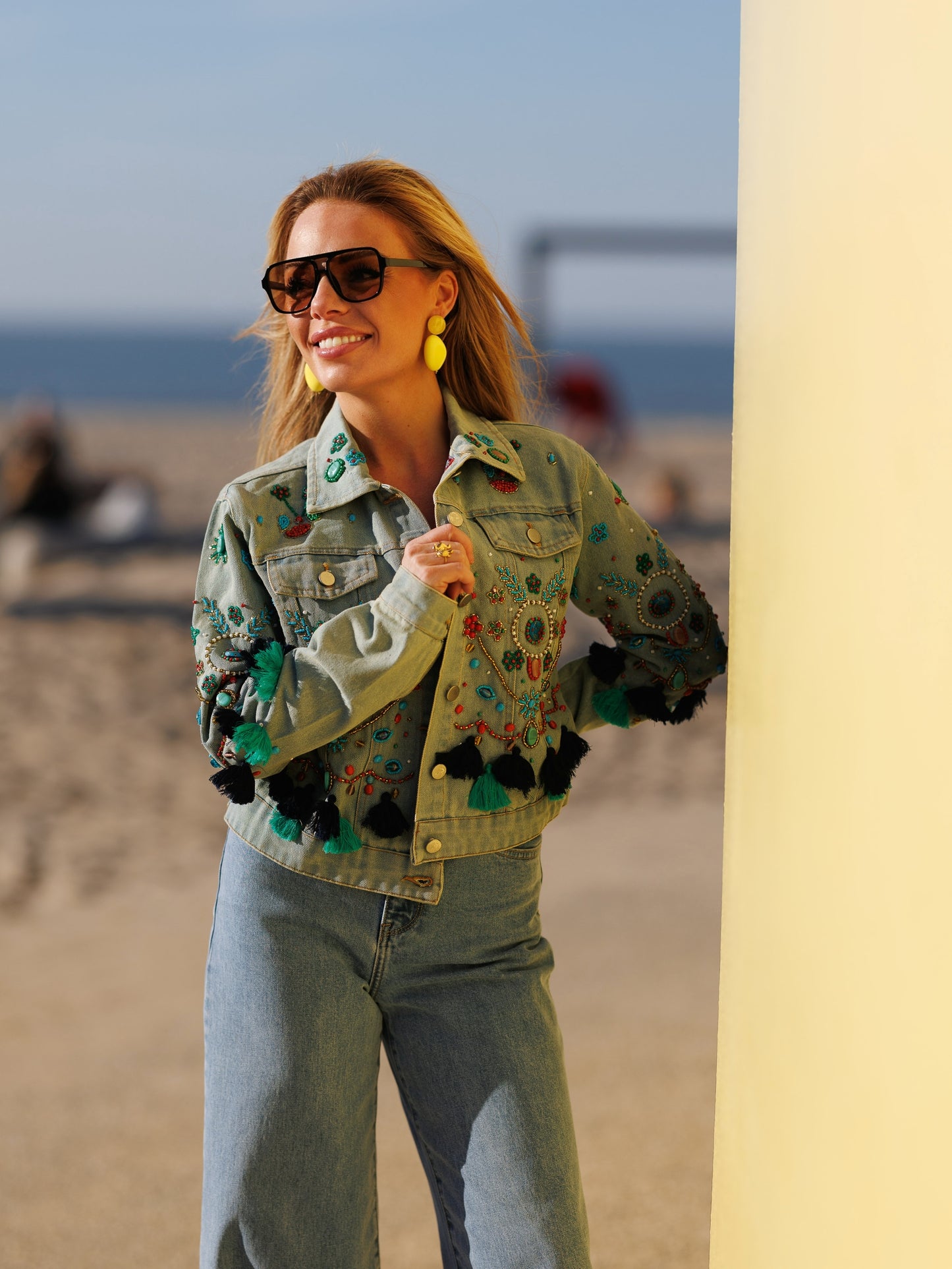 Jeansjas bohemian Kobalt