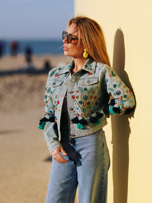 Jeansjas bohemian Kobalt